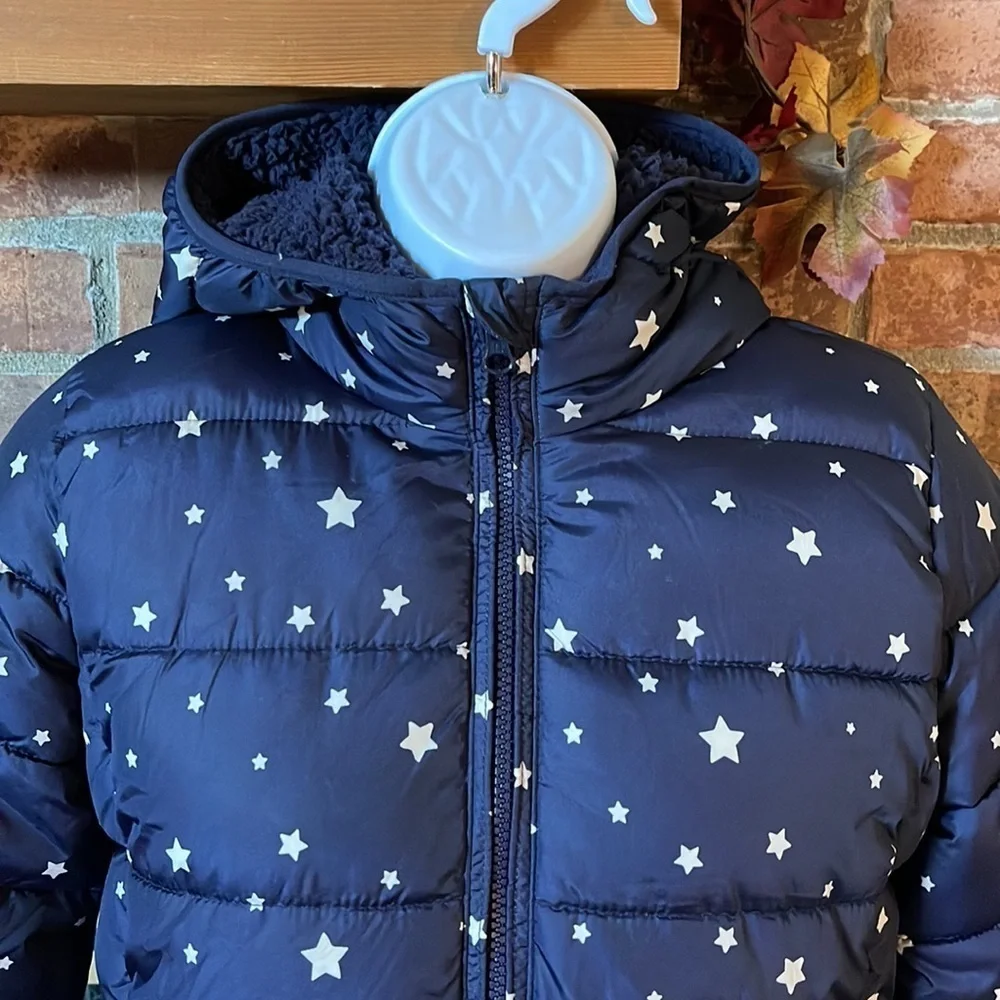 Gap Kids Navy Blue White Stars Heavy Winter Coat